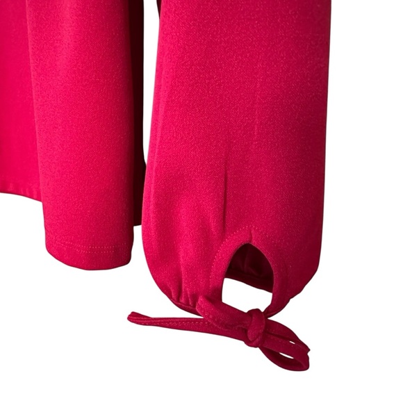 Talbots Vibrant Red Jersey Blouse with Tie Sleeves, Medium - Picture 3 of 8
